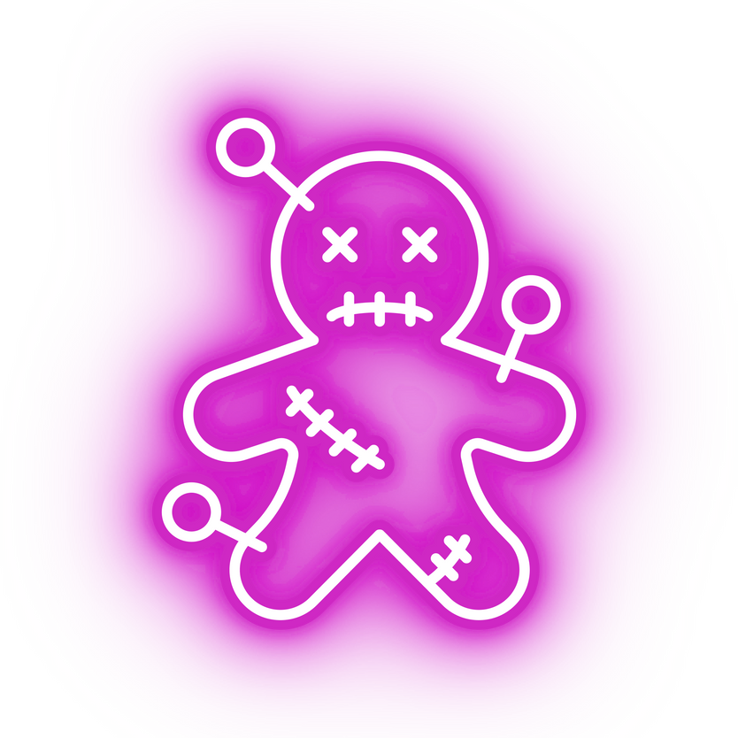 Neon pink voodoo doll icon