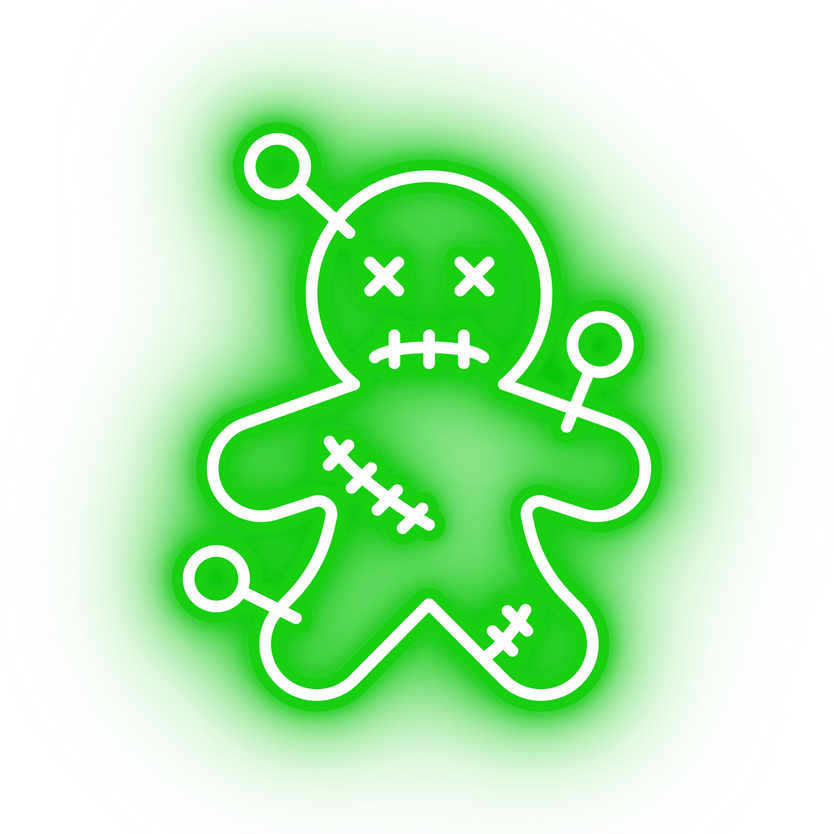 Neon green voodoo doll icon