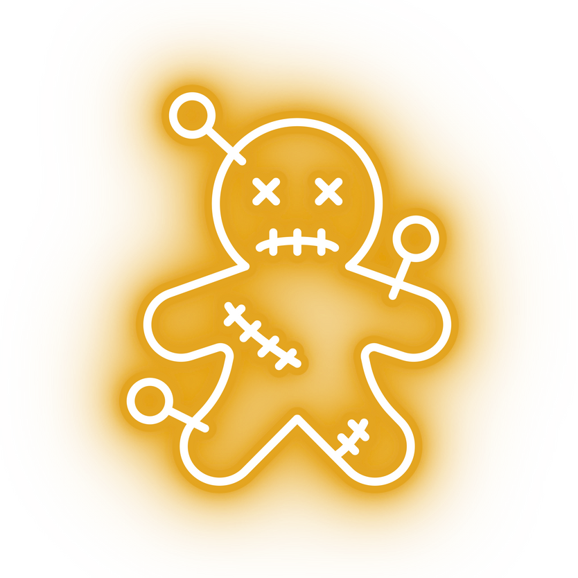 Neon yellow voodoo doll icon