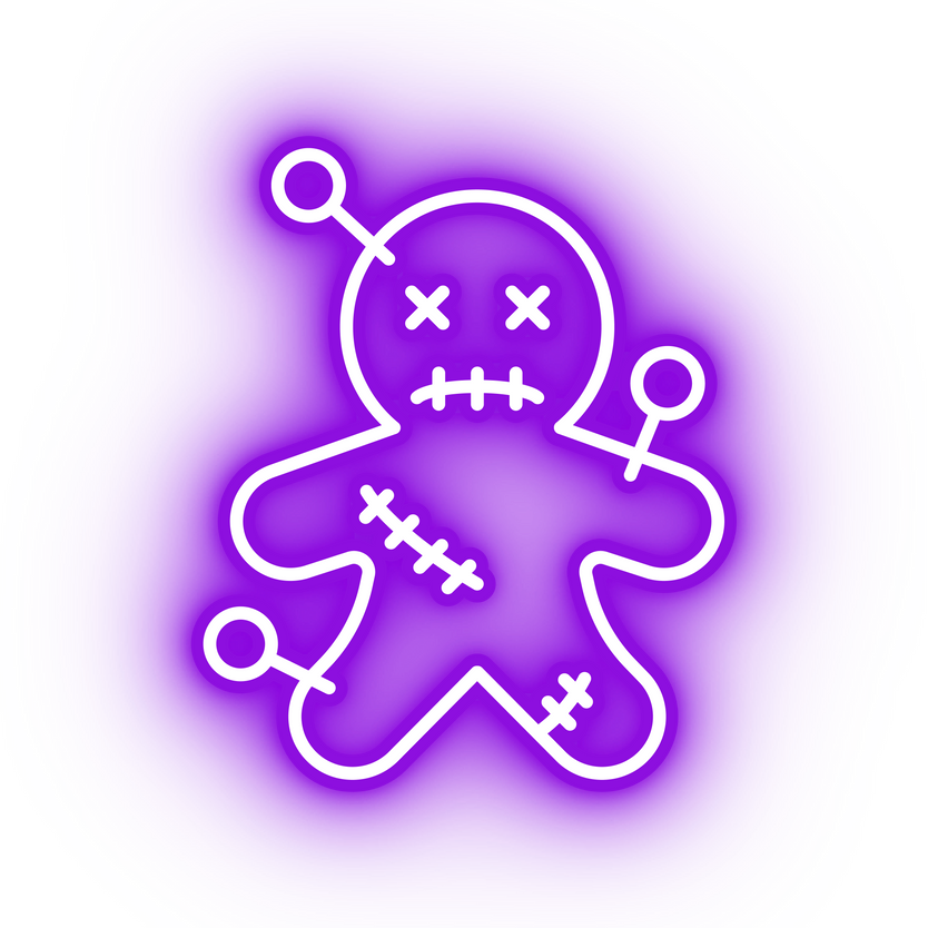 Neon purple voodoo doll icon